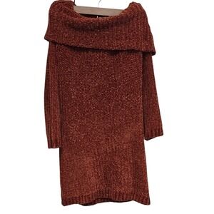 Charlotte Russe Off The Shoulder Chenille Sweater Dress Rust Orange S